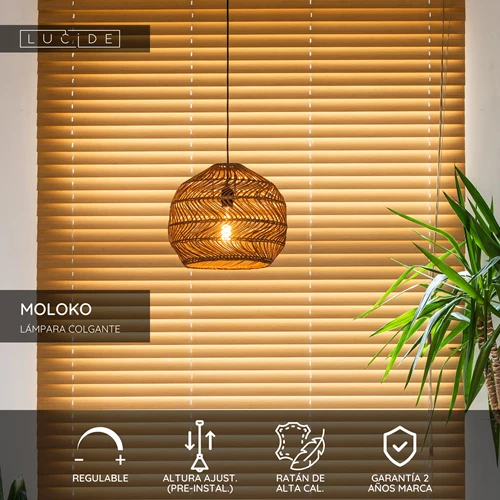 Lucide MOLOKO - Lámpara colgante - Ø 40 cm - 1xE27 - Ocre - USP